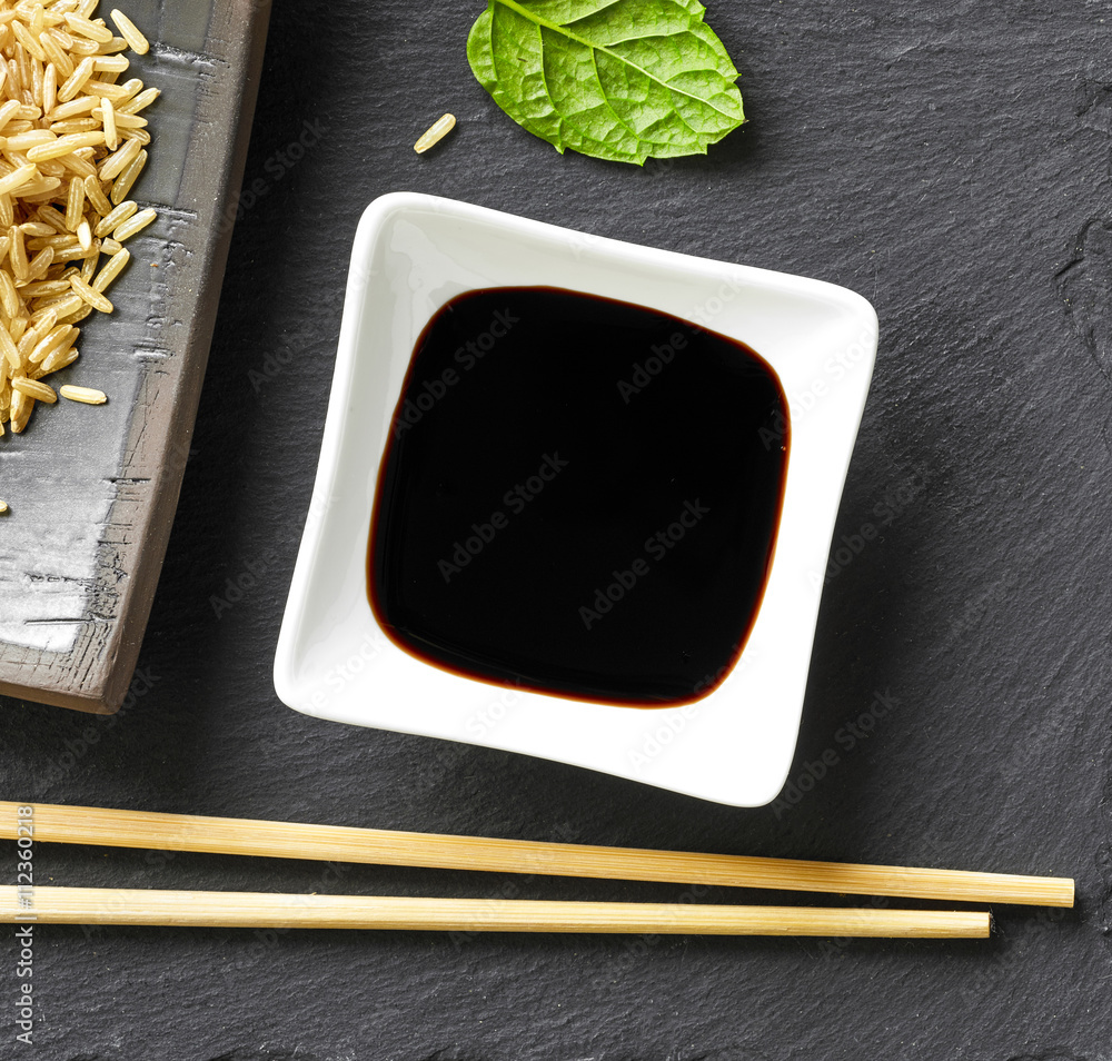 bowl of soy sauce