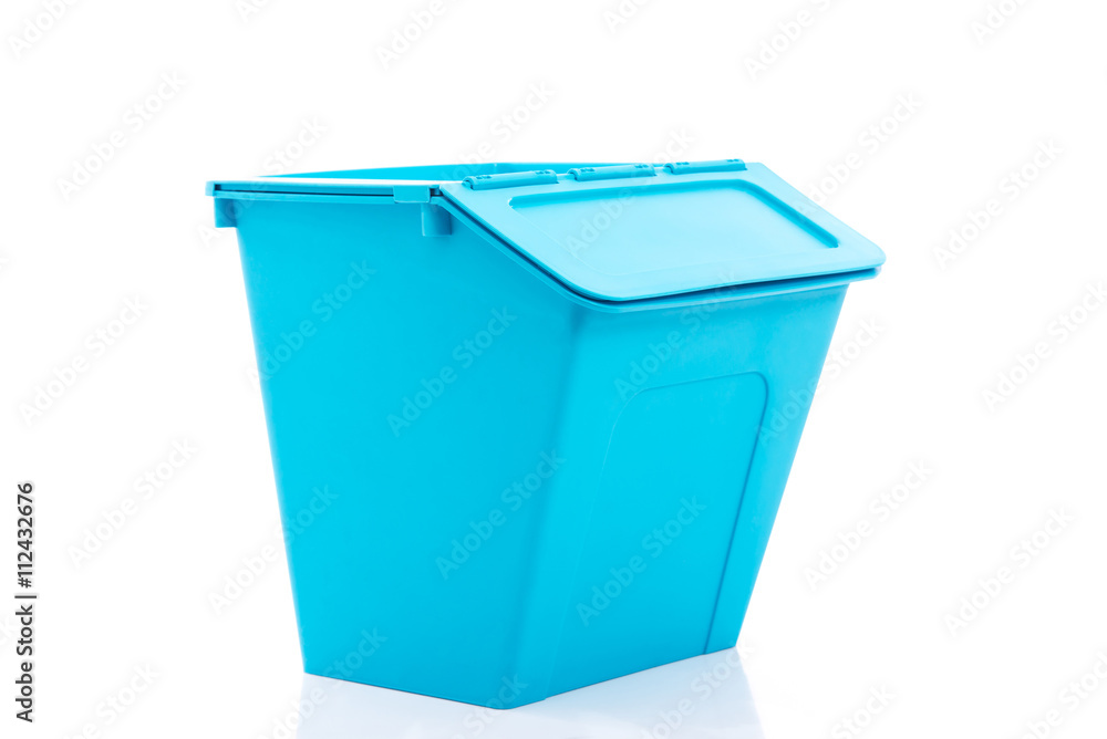 Blue storage box on white background isolated