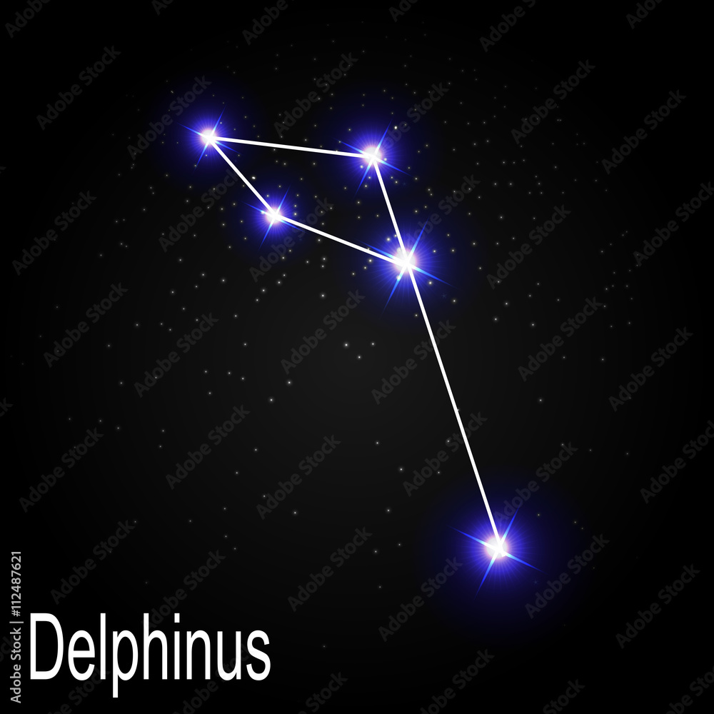 背面有美丽明亮恒星的Delphinus星座