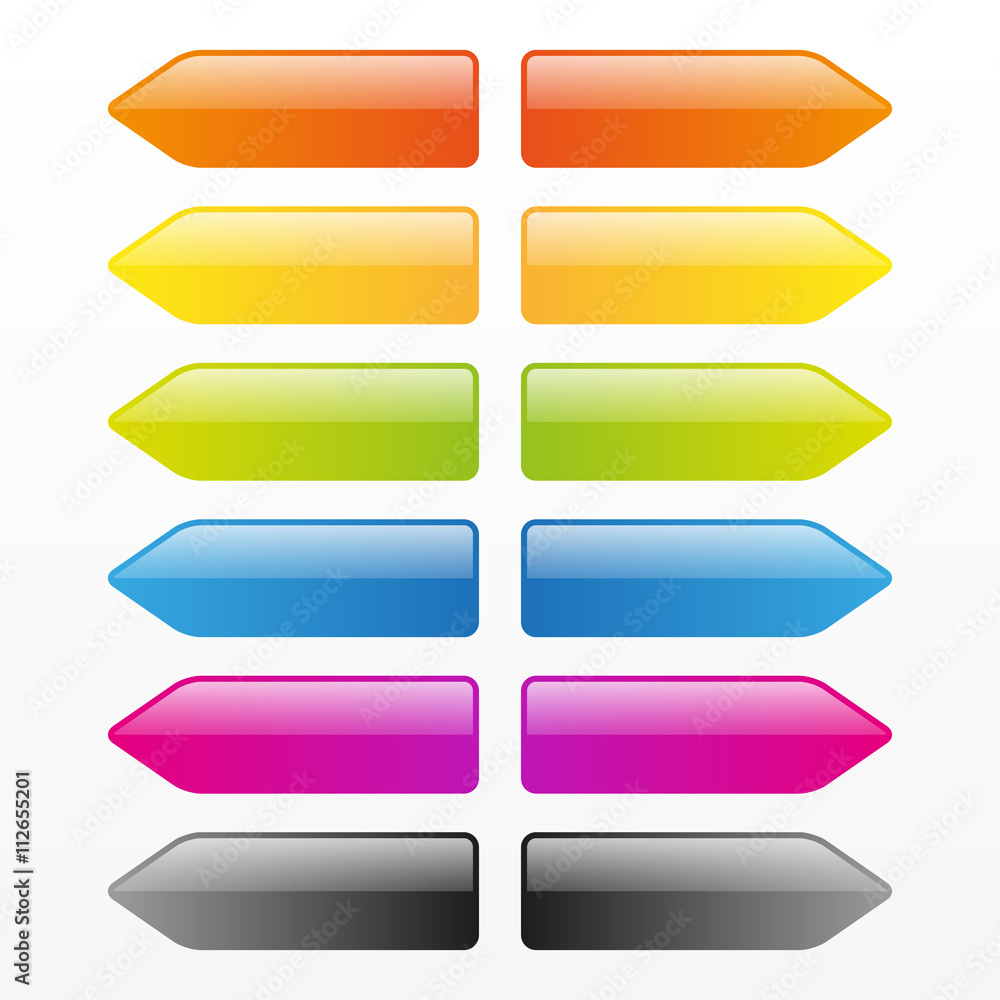 Set of colored arrow buttons