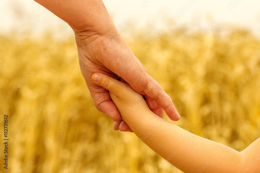 Hands of mother and daughter