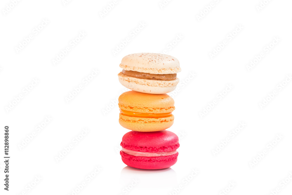 Close up of macaroons or macaron. A french sweet delicacy