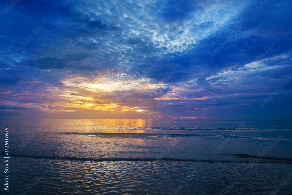 Tropical beach at beautiful sunset. Nature background