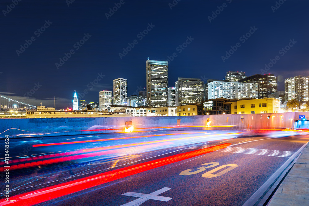 empty road with modern buildings in san francisco