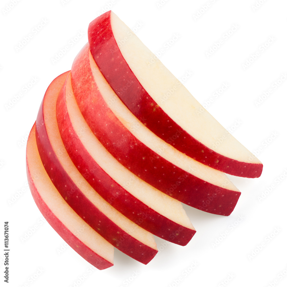 Apple slices isolated on white. With clipping path