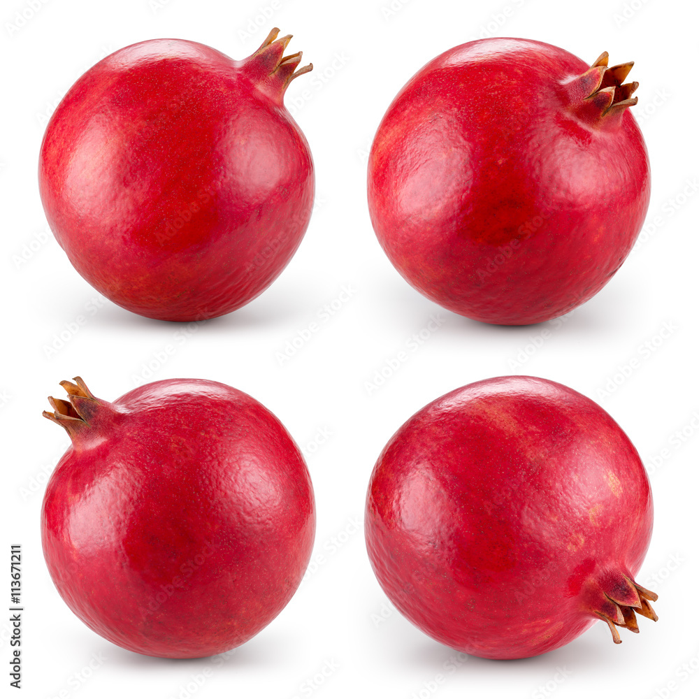 Pomegranate isolated on white background. Collection. With clipp