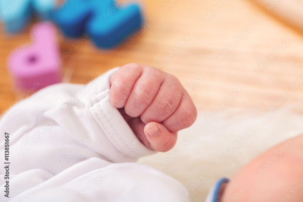 Newborn infant babys hand