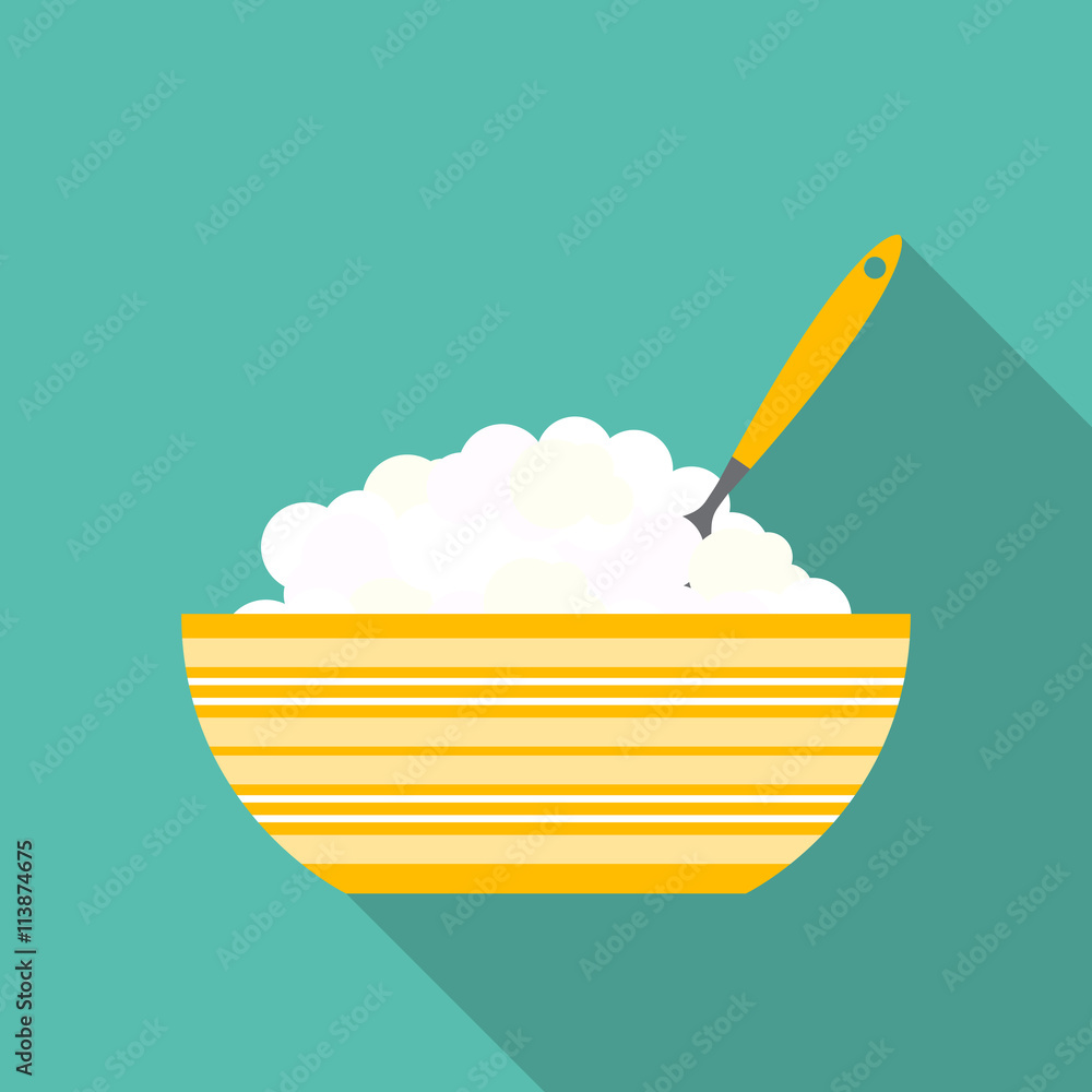 Breakfast Cereal Oatmeal, Icon in Modern Flat Style Vector Illus