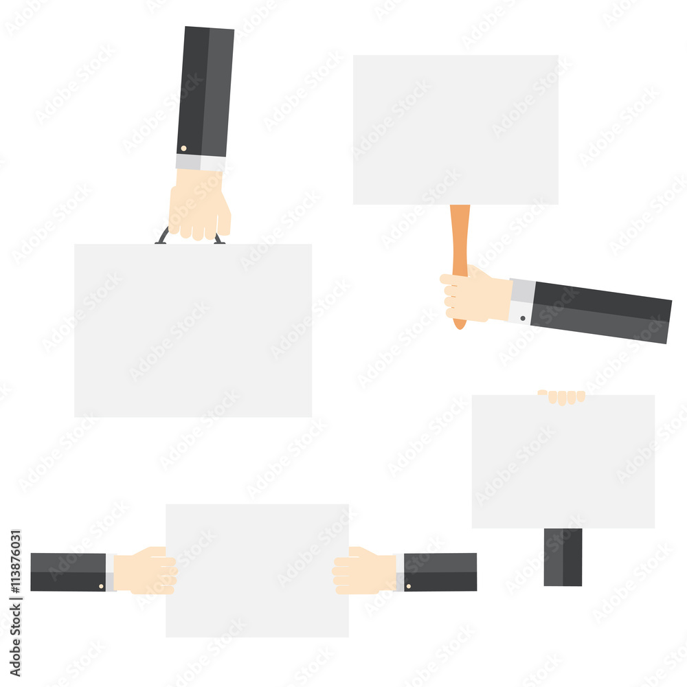 White paper blank in the hand. Vector Illustration.