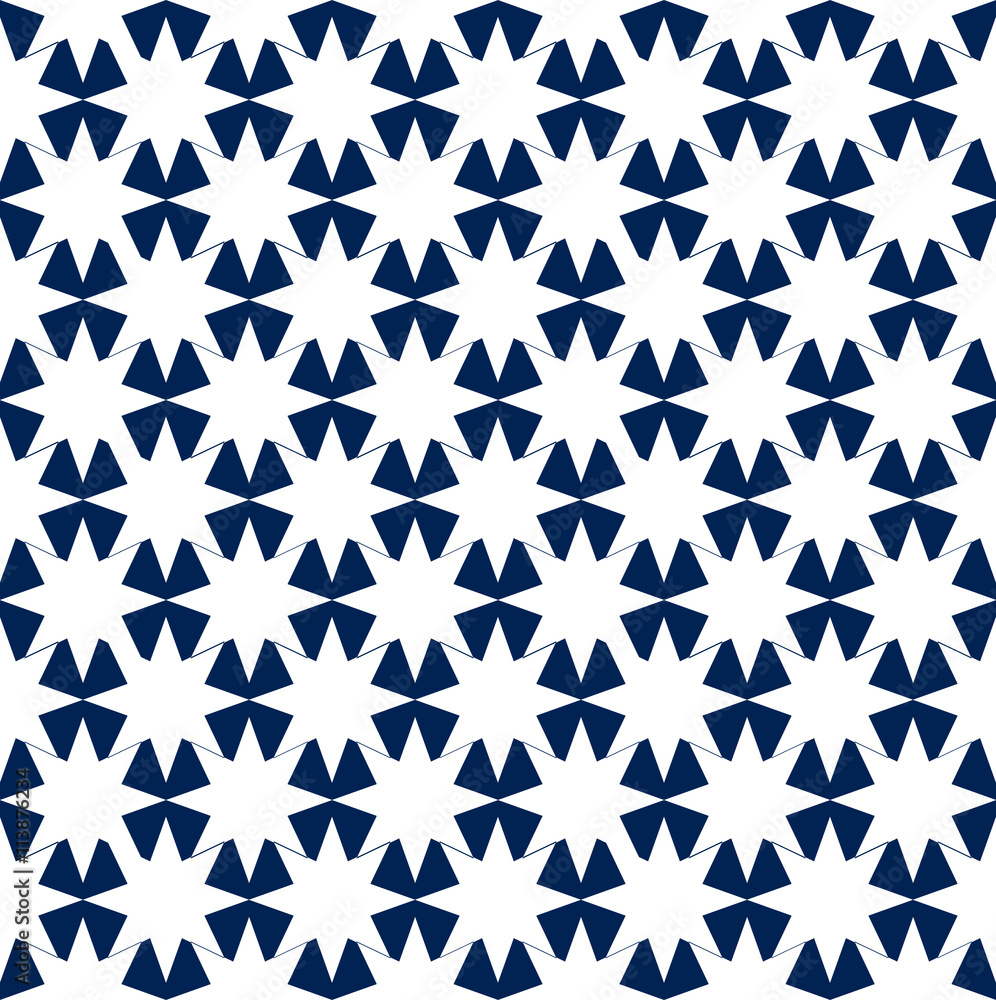 Blue and White Hypnotic Background Seamless Pattern.