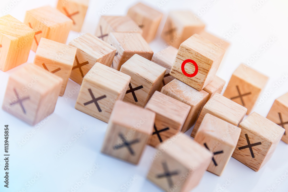 tic tac toe XO game,Wood Toys,wooden block with x and o inside creativity ideas concept