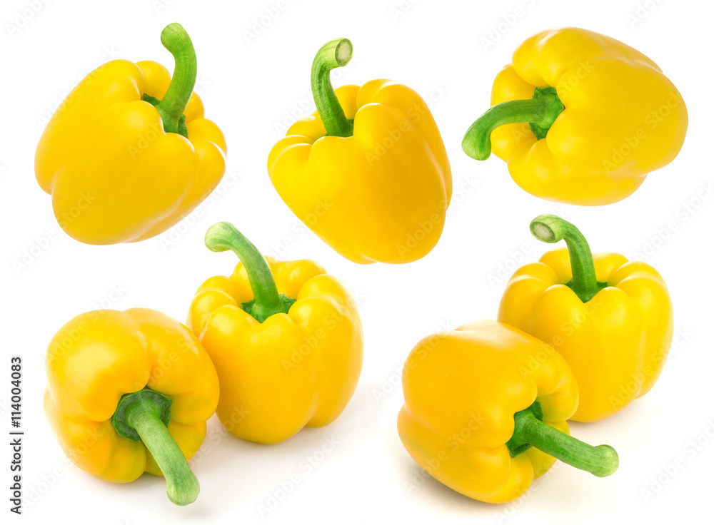 Yellow pepper isolated on white background. With clipping path