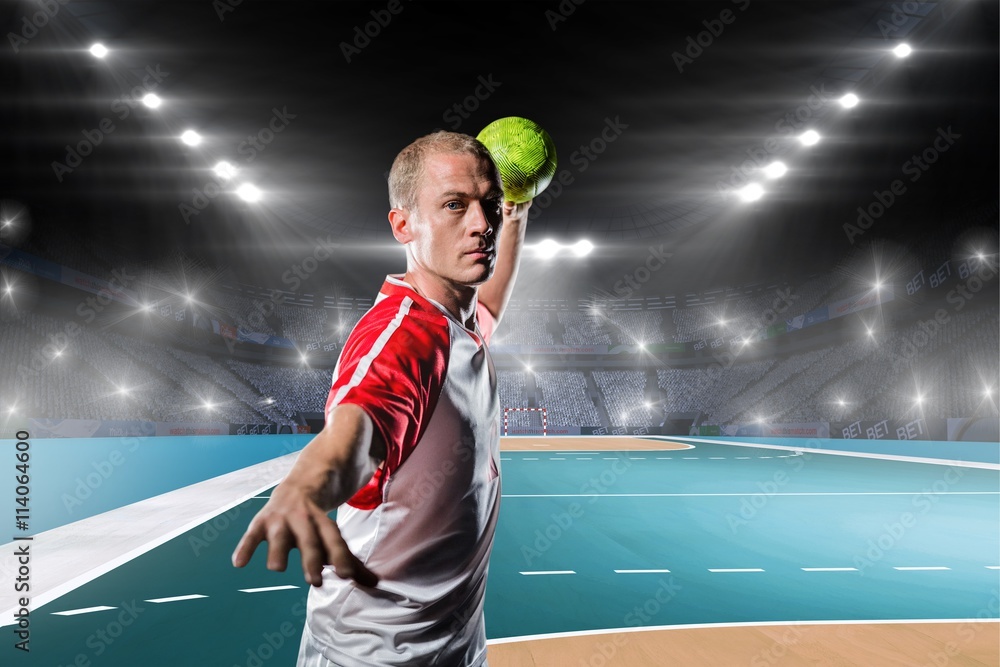 Composite image of sportsman throwing a ball