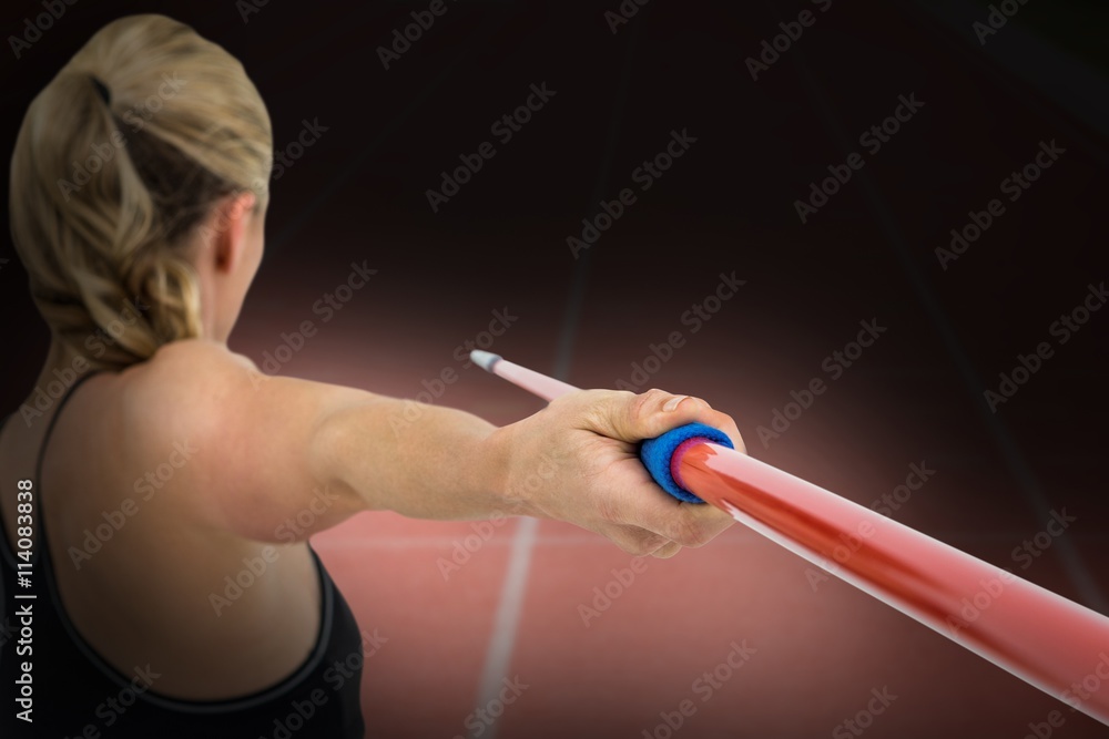 Composite image of athlete preparing to throw javelin