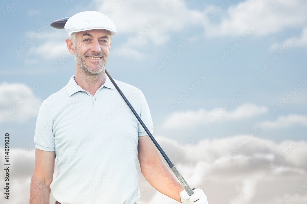 Composite image of man holding a golf club