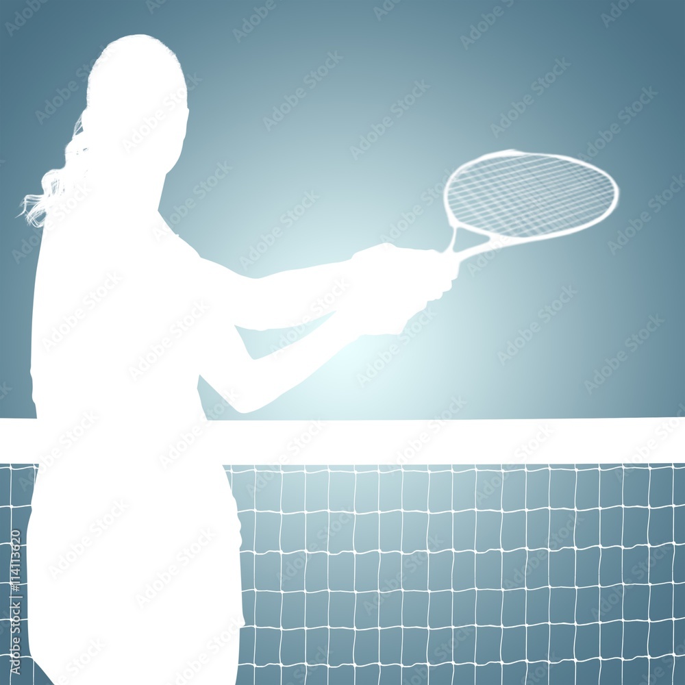 Composite image of athlete playing tennis with a racket 