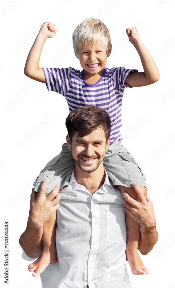 Happy father and child.