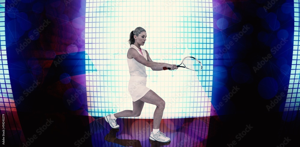 Composite image of athlete playing tennis with a racket 