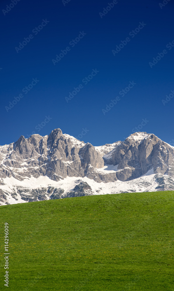 Alpine scenery in spring, Wilder Kaiser, Kitzbühel, Tyrol, Austria