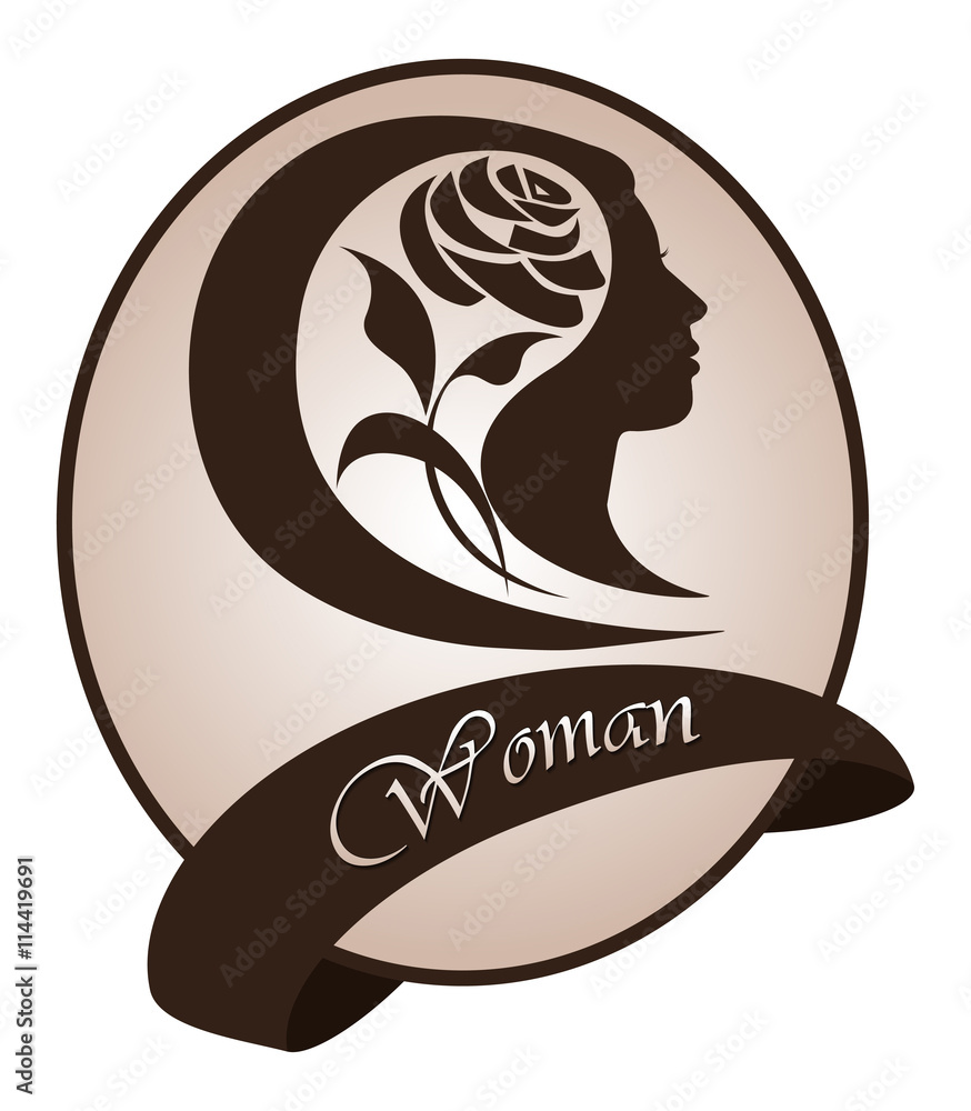 Logo woman silhouette, head, face logo isolated. Use for beauty