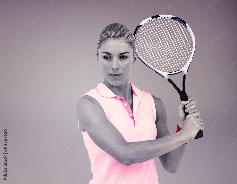 Composite image of athlete playing tennis with a racket 