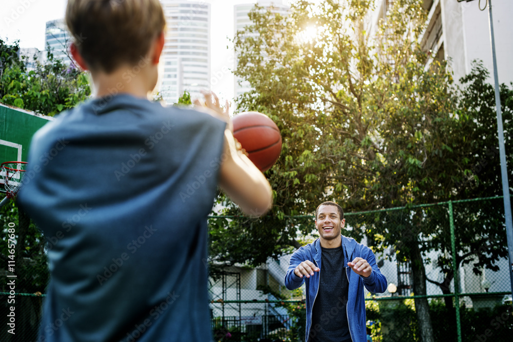 Basketball Athlete Bounce Coaching Exercise Play Concept