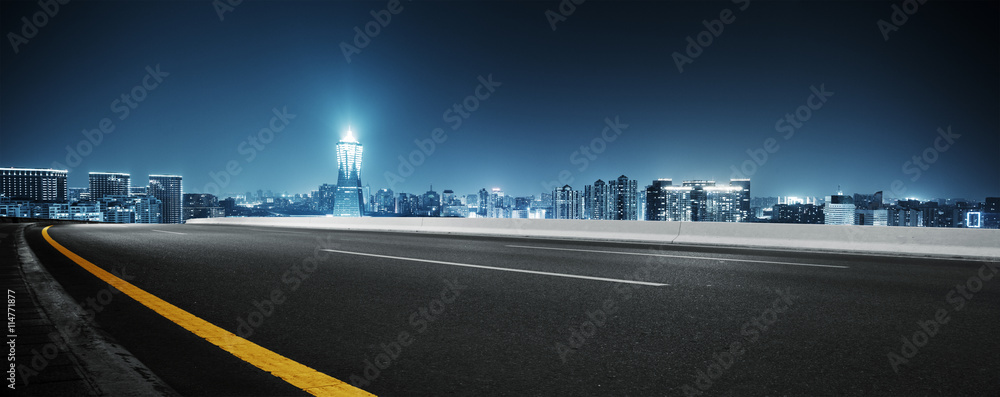 empty street with modern buildings in hangzhou west lake culture