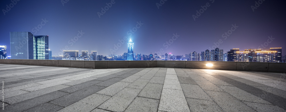 empty street with modern buildings in hangzhou west lake culture