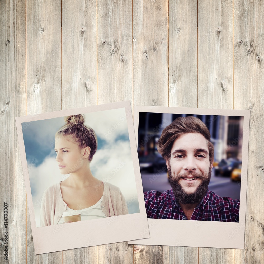 Composite image of woman holding coffee cup 