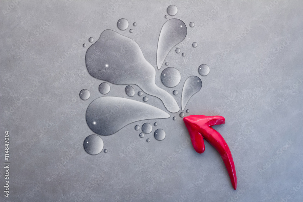 red arrow and spalsh of water drops