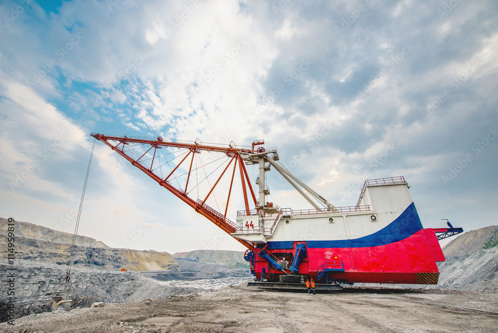 Coal mining in open pit