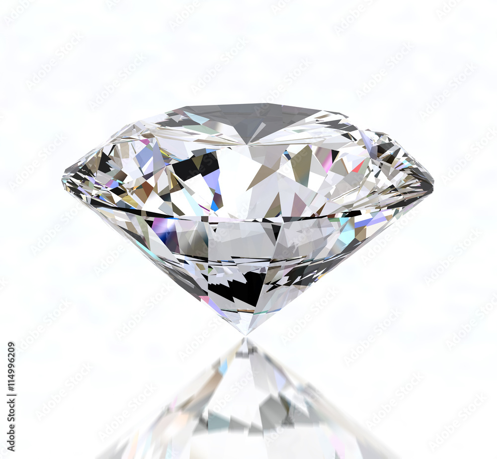 Diamond isolated on white background, 3d illustration. 