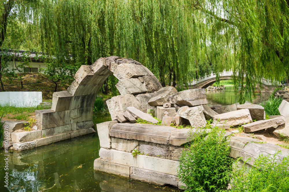 vintage bridge in beijing Yuanmingyuan garden