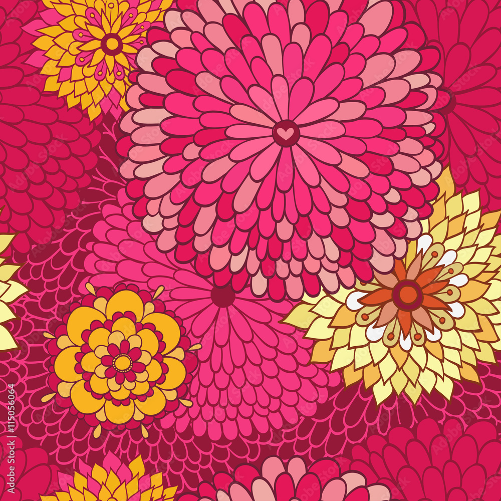 Floral autumn background with flowers. Vector seamless illustration with flowers.