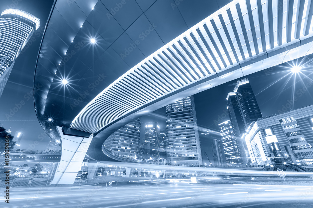 Beautiful modern cityscape at night in Shanghai，China