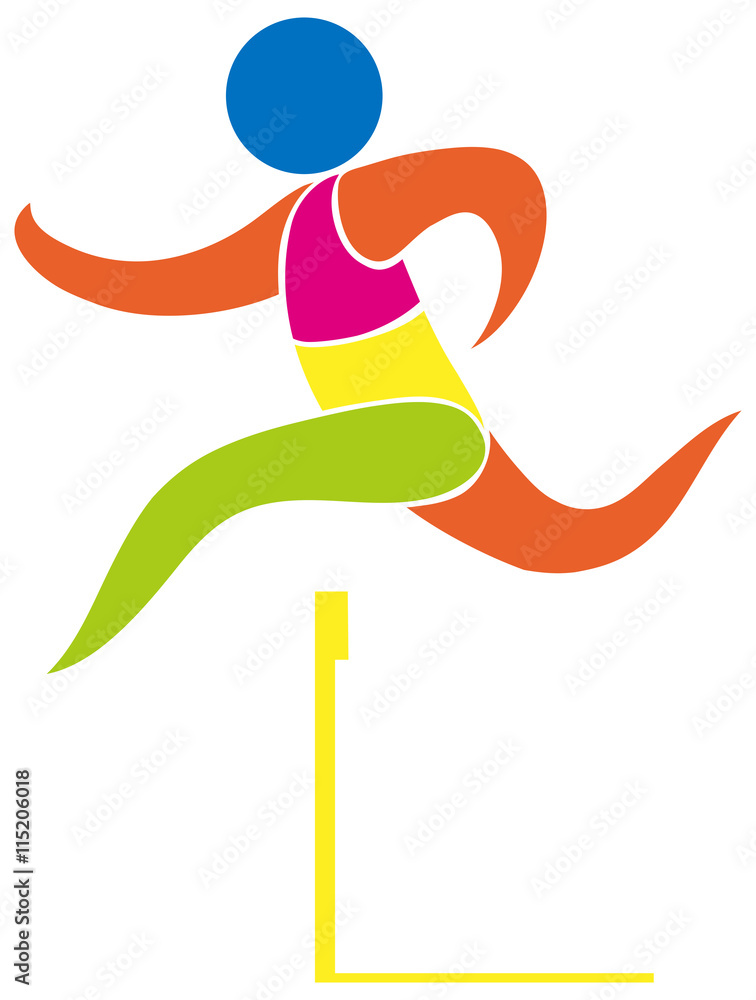 Hurdles running icon in colors