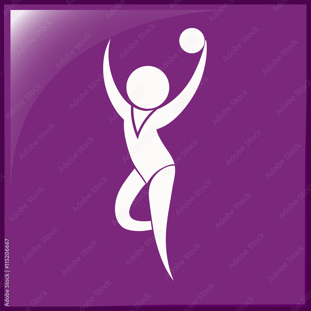 Sport icon for gymnastics with ball