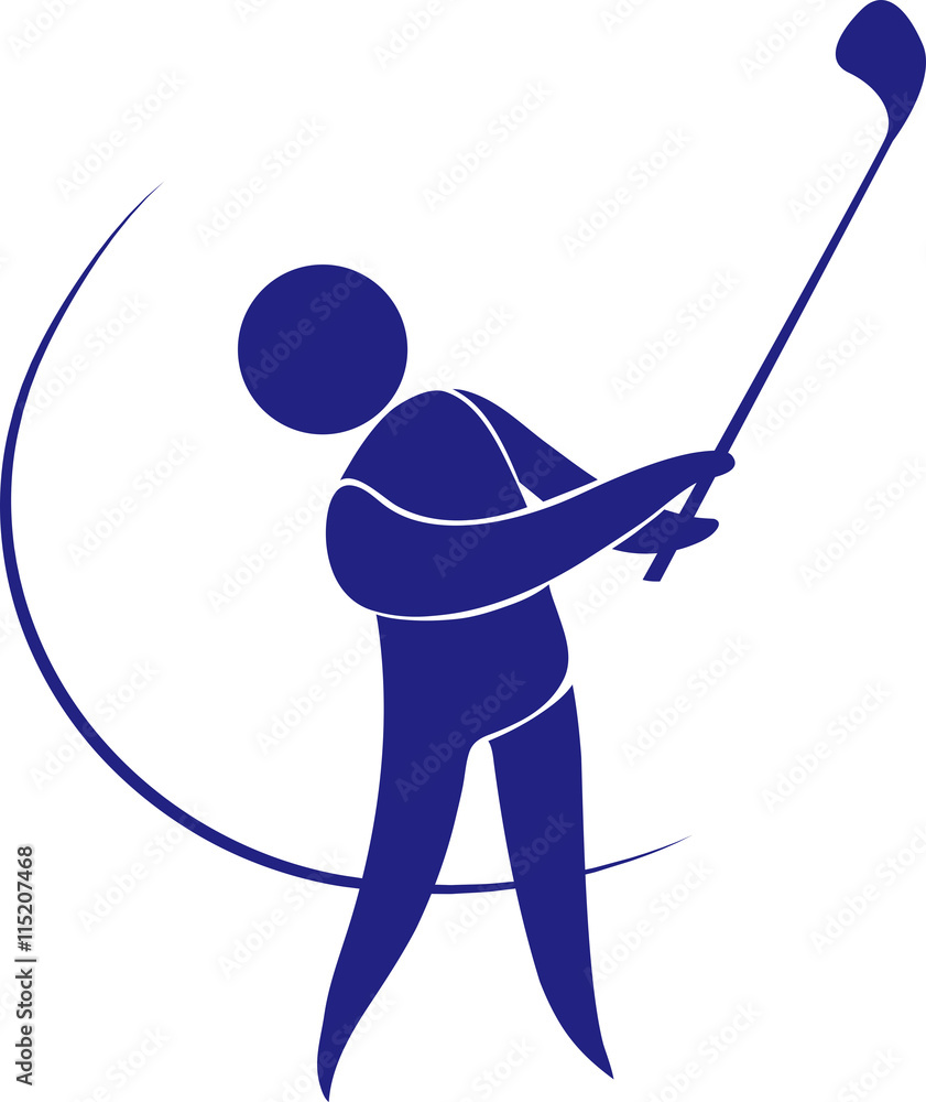 Sport icon for golf in blue color