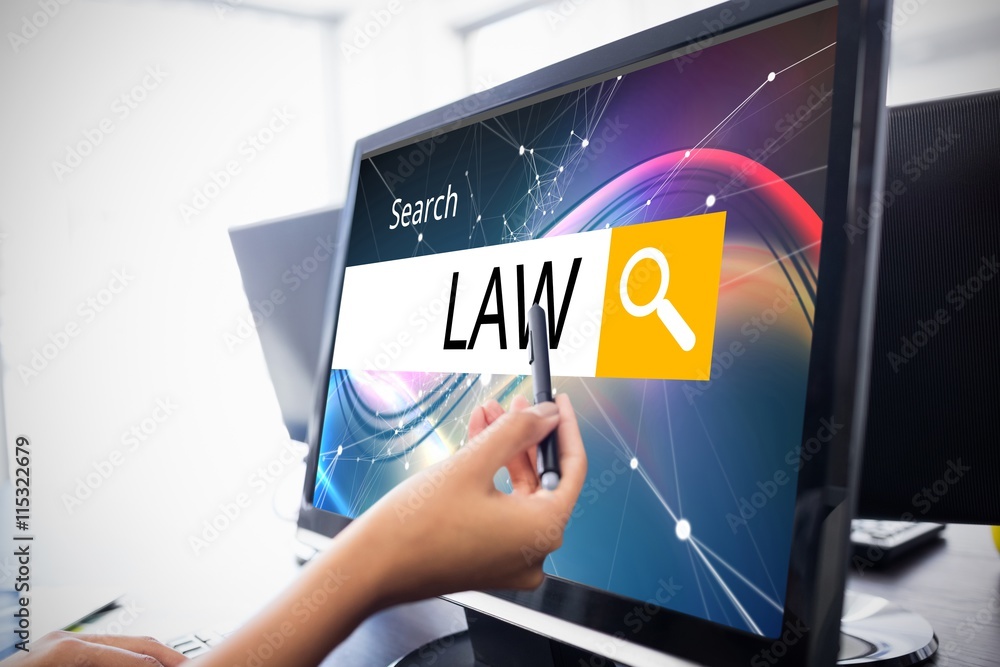 Composite image of logo of a search bar in which law is written