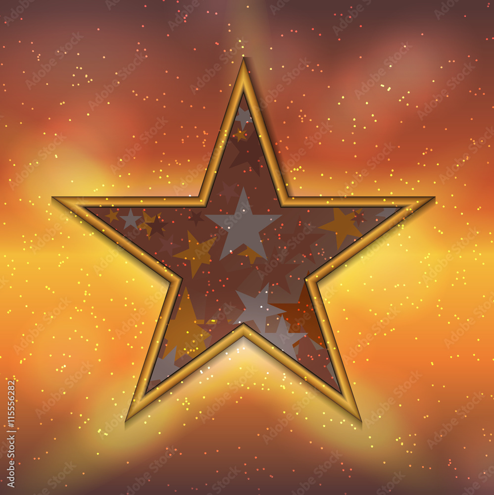 Silhouette of Beautiful Star on Sky Background. Vector Illustrat