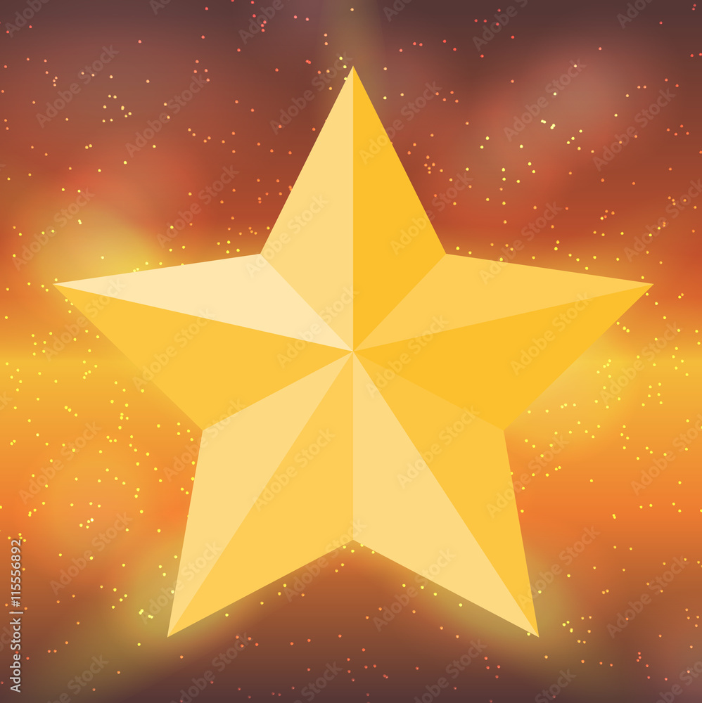 Silhouette of Beautiful Star on Sky Background. Vector Illustrat