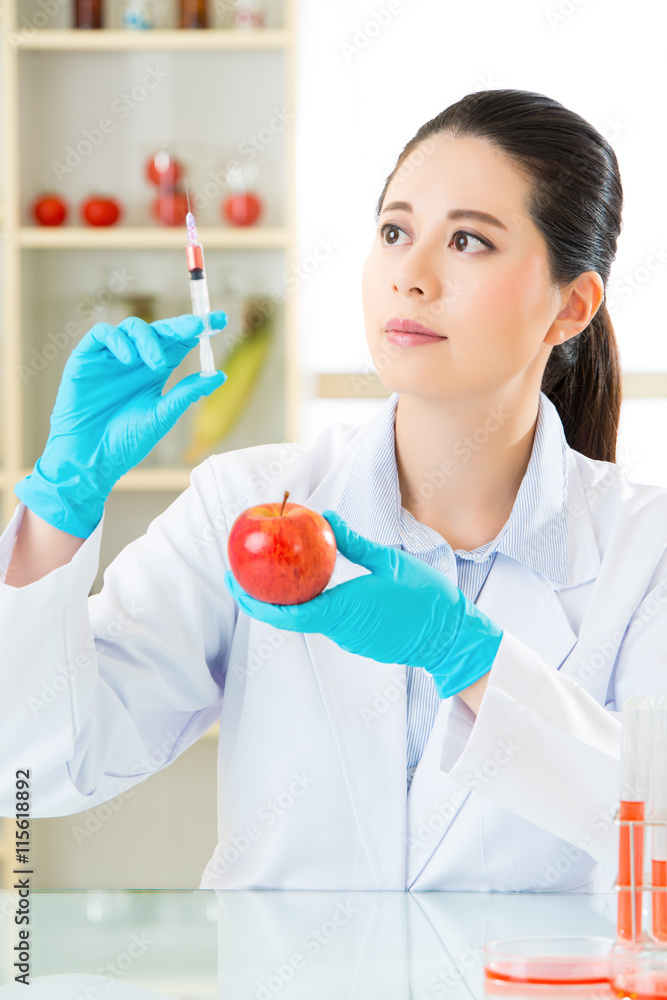 Laboratory analysis of apple gmo food for test