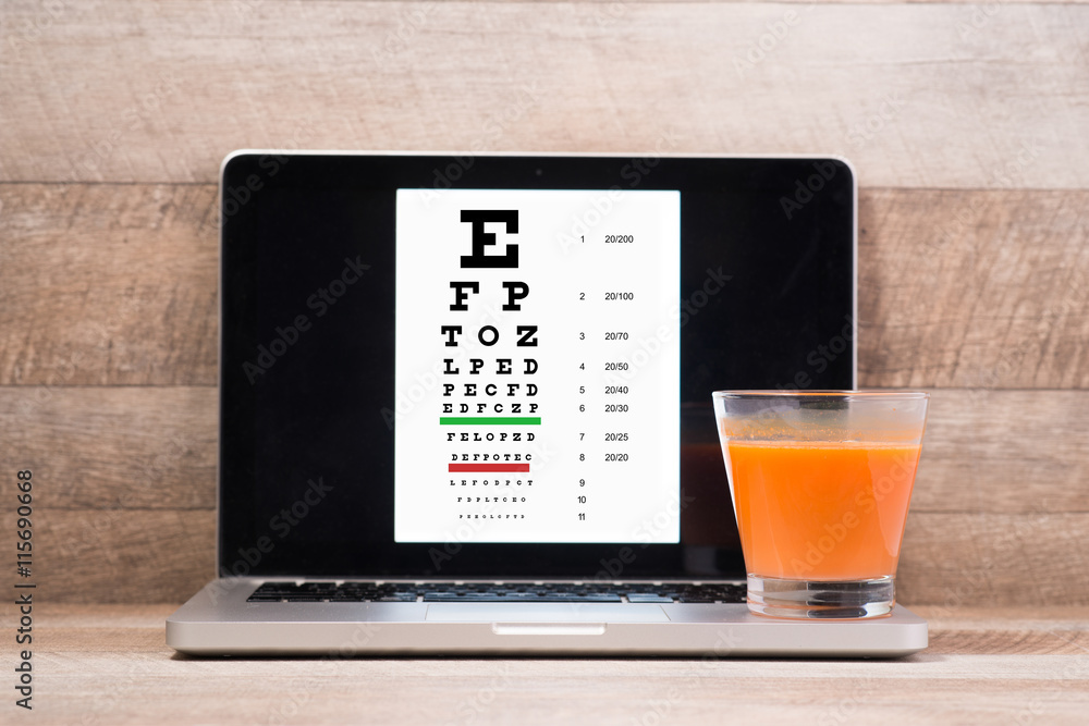 Healthy eyes. Eye chart and medicine