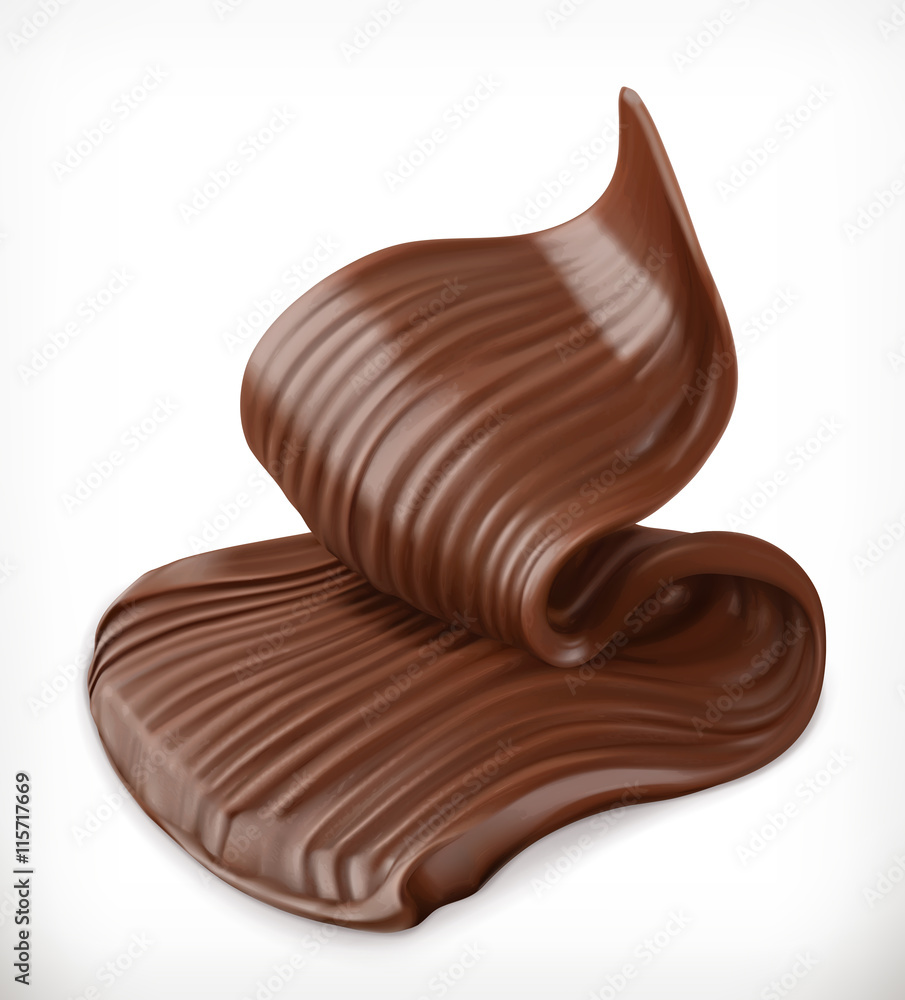 Chocolate cream, butter swirl, vector graphic element, mesh