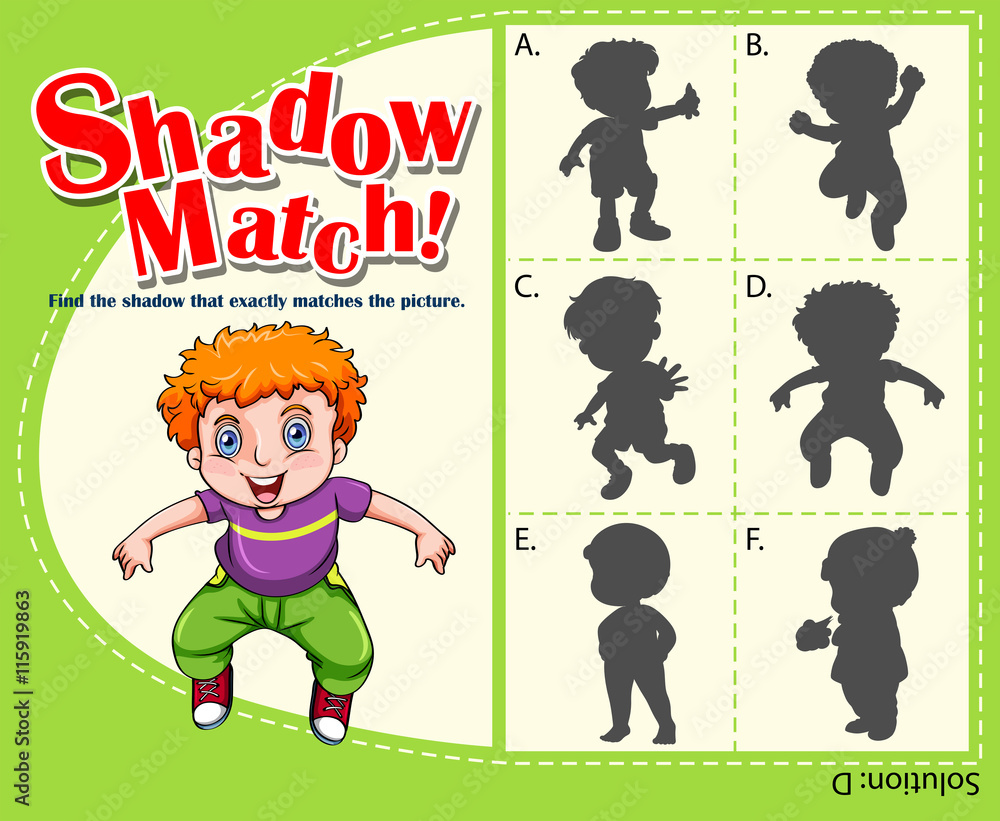 Game template with shadow matching boy