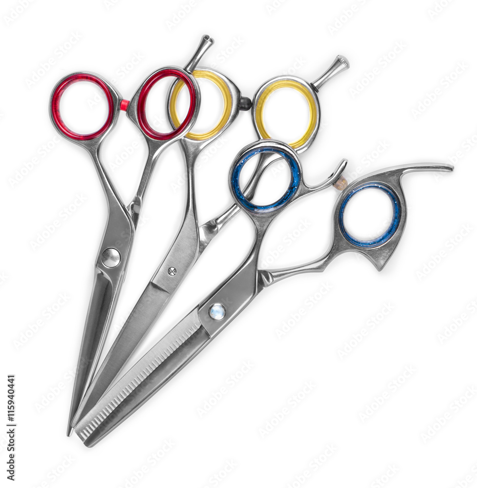 professional hair cutting scissors isolated on white background