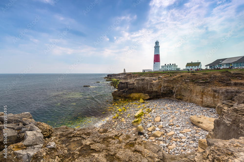 The Portland Bill Lighthouse on the Isle of Portland in Dorset, UK