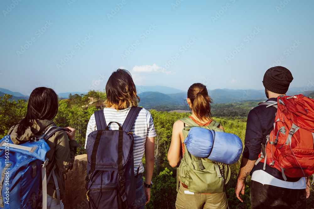 背包客露营徒步旅行旅行旅行概念