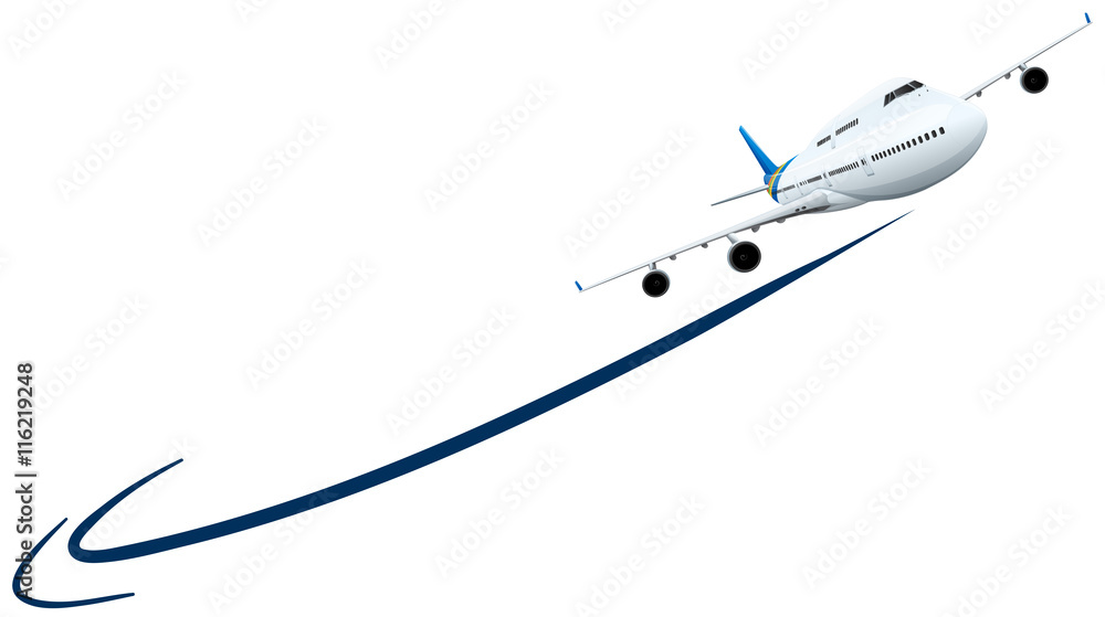 飞机在白色背景下飞行
