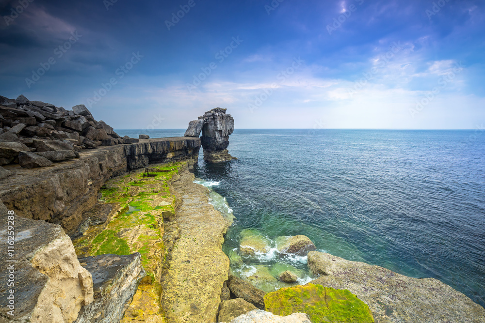 Coastline of Portland island in county Dorset, UK